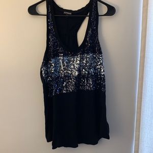 Express Large Tank Top with Blue Sequin Ombre
